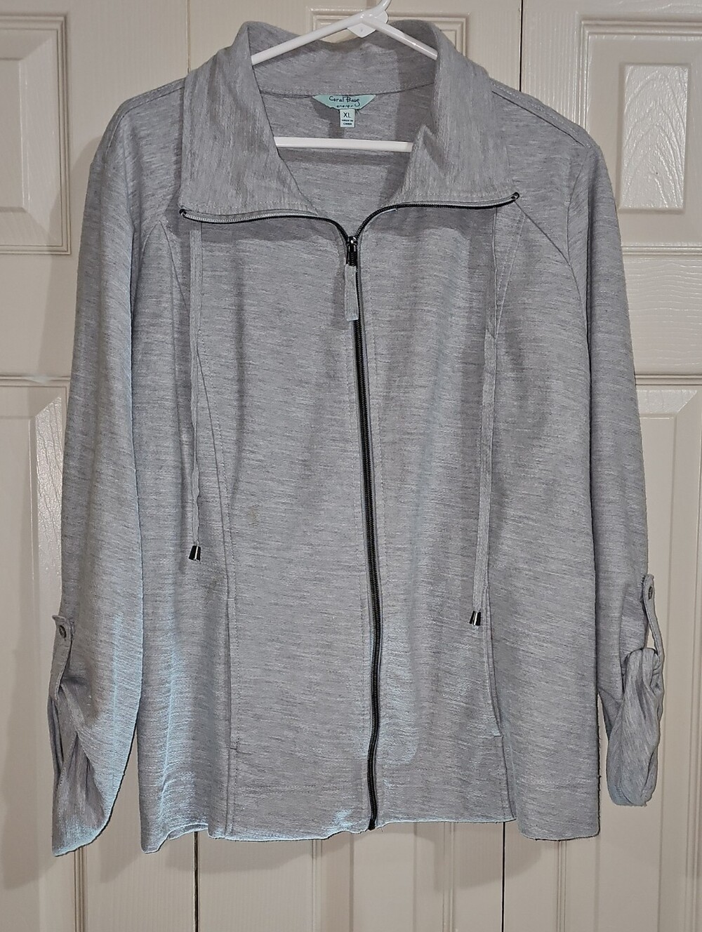Coral Bay Light Heather Gray Women's Zip-Front Bomber Jacket